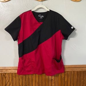 Red and Black Scrub Top
